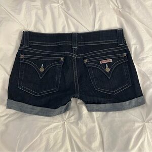 Hudson Jeans Low Rise Dark Roll-Cuff Mini Denim Shorts